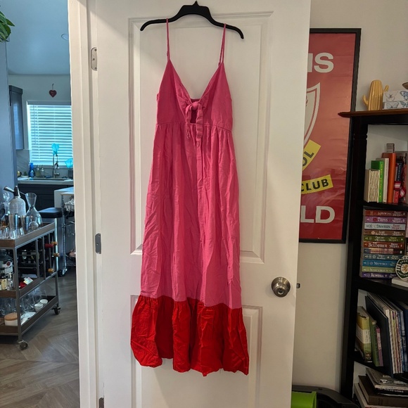 Tabitha Brown x Target Limited Time Collection Pink and Red Colorblock Dress - Picture 2 of 9